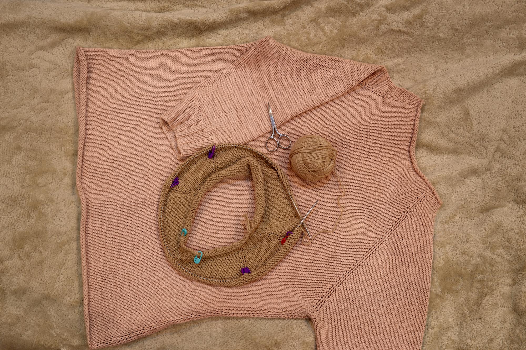 Stichdetail und Garnpalette